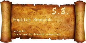Suplicz Benedek névjegykártya
